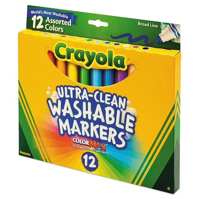 Crayola Washable Markers, Broad Point, Classic Colors, 12 Set 4