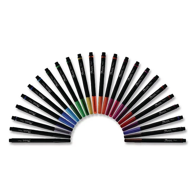Sharpie Art Pen Porous Point Pen, Stick, Fine 0.4 mm, Assorted Ink Colors, Black Barrel, 24/Pack 3