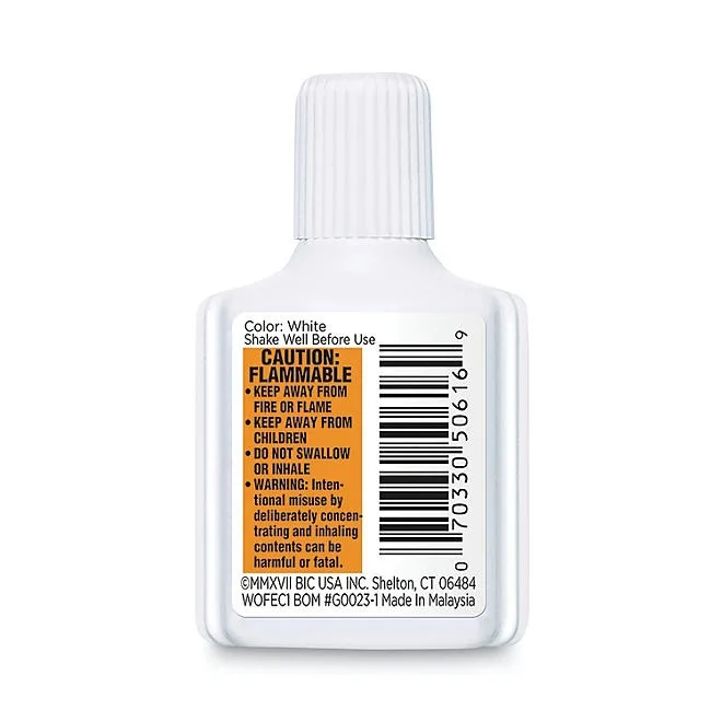 BIC Wite-Out Extra Coverage Correction Fluid, 20 ml Bottle, White 12-pack 4