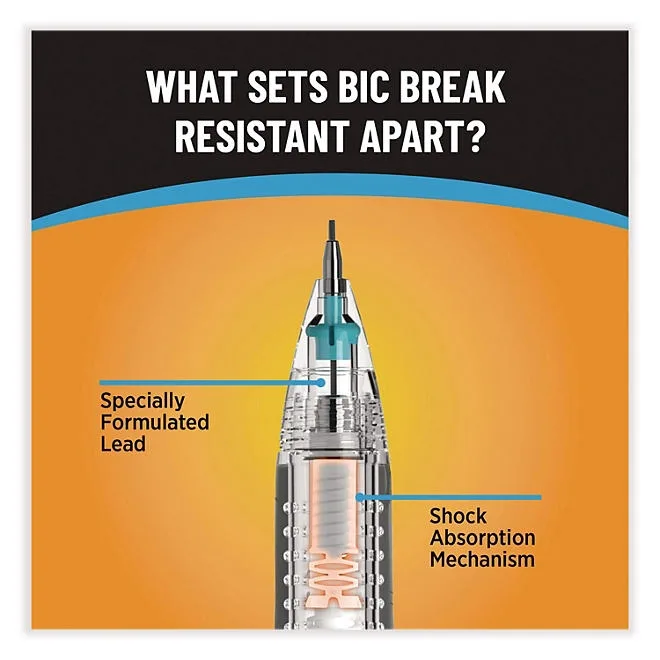 BIC Break-Resistant Mechanical Pencils with Erasers, 0.7 mm, HB (2), Black Lead, Assorted Barrel Colors, 2/Pack 4