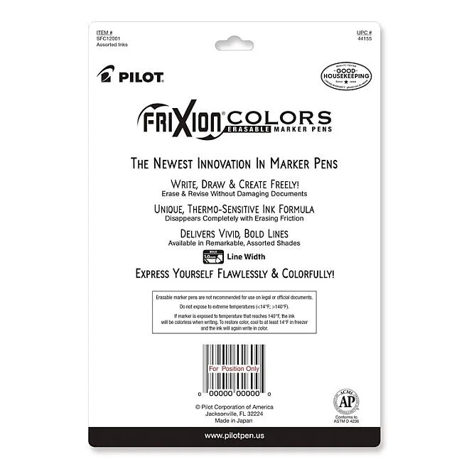 Pilot FriXion Colors Erasable Porous Point Pen, Stick, Bold 2.5 mm, Assorted Ink and Barrel Colors, 12/Pack 4
