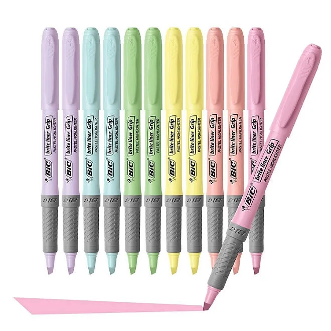 BIC Brite Liner Grip Pastel Highlighters, Versatile Chisel Tip, Soft Grip, 12-Count in Assorted Colors 4