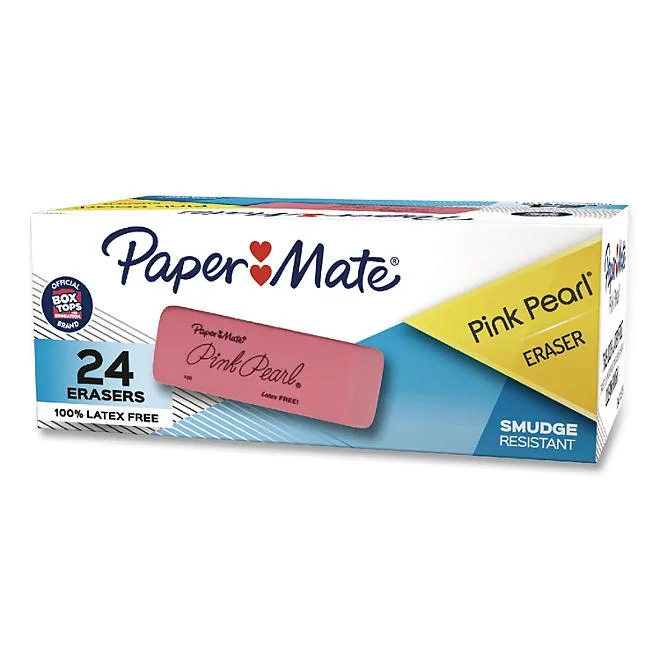 Paper Mate Pink Pearl Eraser, Medium, 24pk. 2