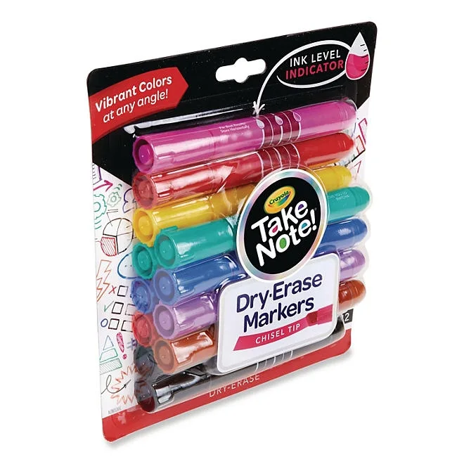 Crayola Take Note Dry-Erase Markers, Broad, Chisel Tip, Assorted, 12/Pack 5