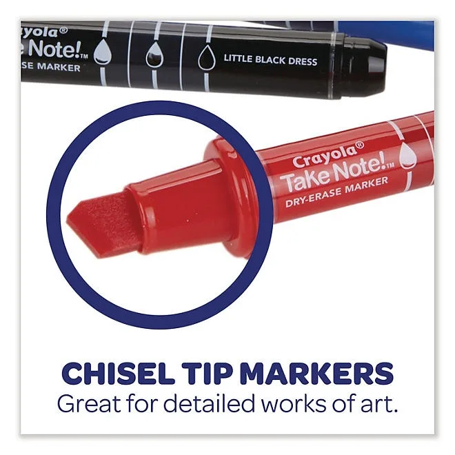 Crayola Take Note Dry-Erase Markers, Broad, Chisel Tip, Assorted, 12/Pack 3