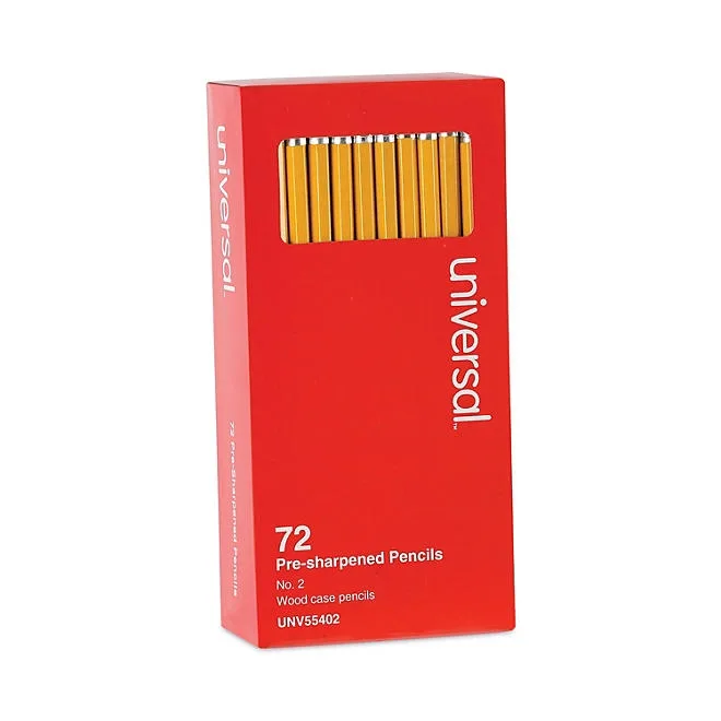 Universal 2 Pre-Sharpened Woodcase Pencil, HB 2, Yellow Barrel, 72/Pack 3