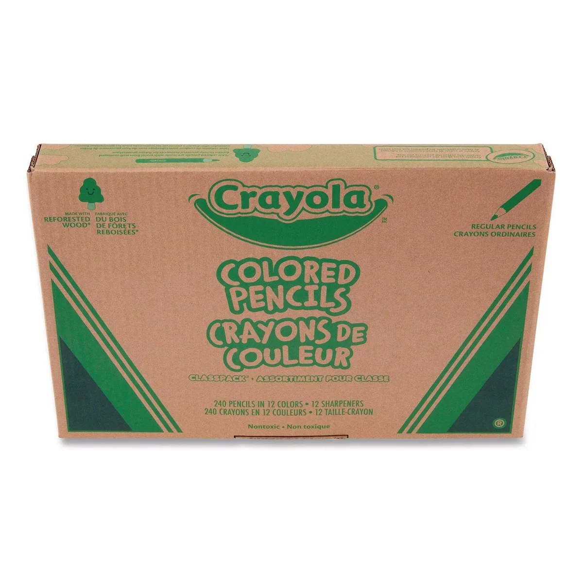 Crayola Color Pencil Classpack Set with (240) Pencils and (12) Pencil Sharpeners, Assorted Lead and Barrel Colors, 240/Pack
