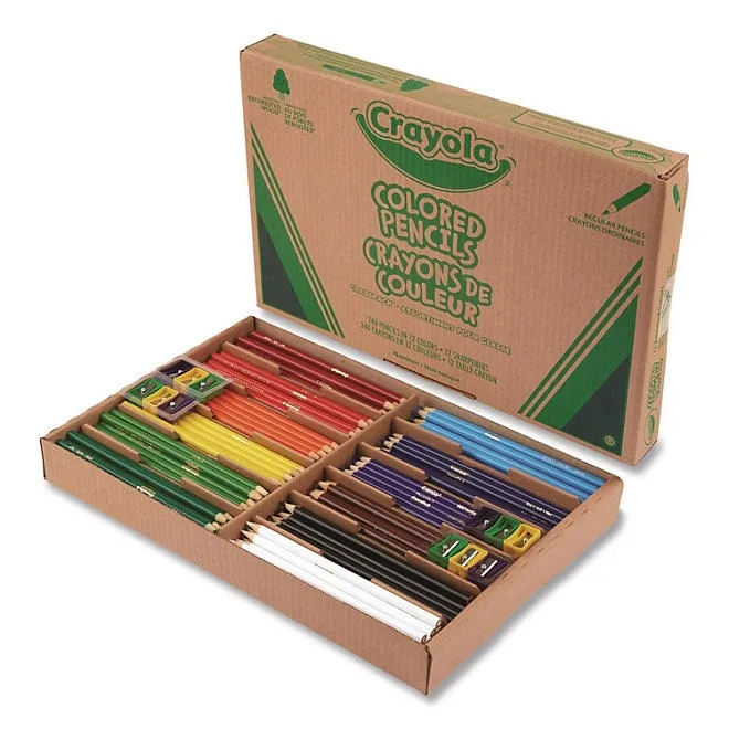 Crayola Color Pencil Classpack Set with (240) Pencils and (12) Pencil Sharpeners, Assorted Lead and Barrel Colors, 240/Pack 3