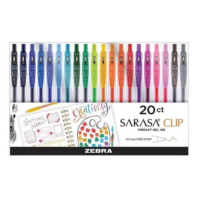 Sarasa Clip Gel Retractable .5mm Assorted 20 Pack 2