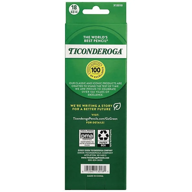 Ticonderoga Pre-Sharpened Pencil, 2.2 mm, HB (2), Black Lead, Neon Assorted Barrel Colors, 18/Pack 3