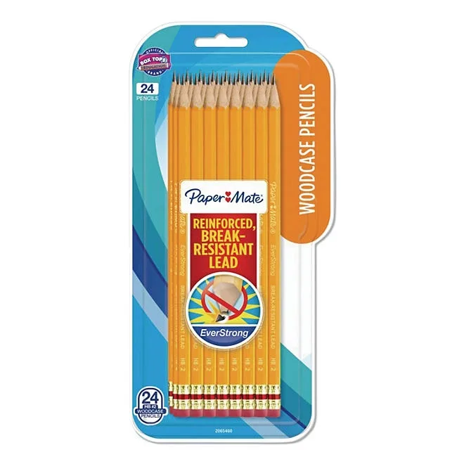 PaperMate EverStrong 2 Pencils, HB (2), Black Lead, Yellow Barrel, 24/Pack 3