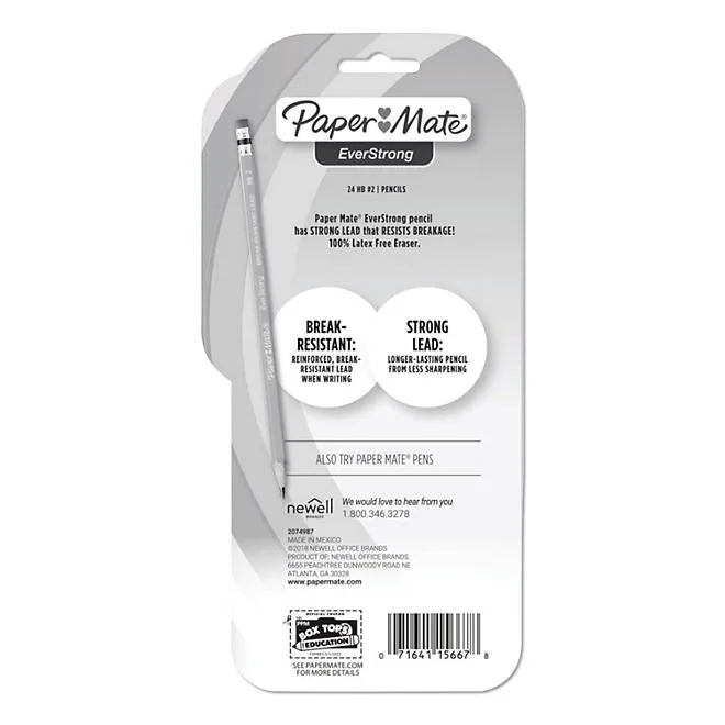 PaperMate EverStrong 2 Pencils, HB (2), Black Lead, Yellow Barrel, 24/Pack 4