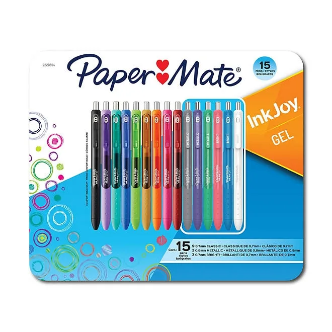 Paper Mate InkJoy Gel Pens, Medium Tip, Assorted Colors, 15 Count 2