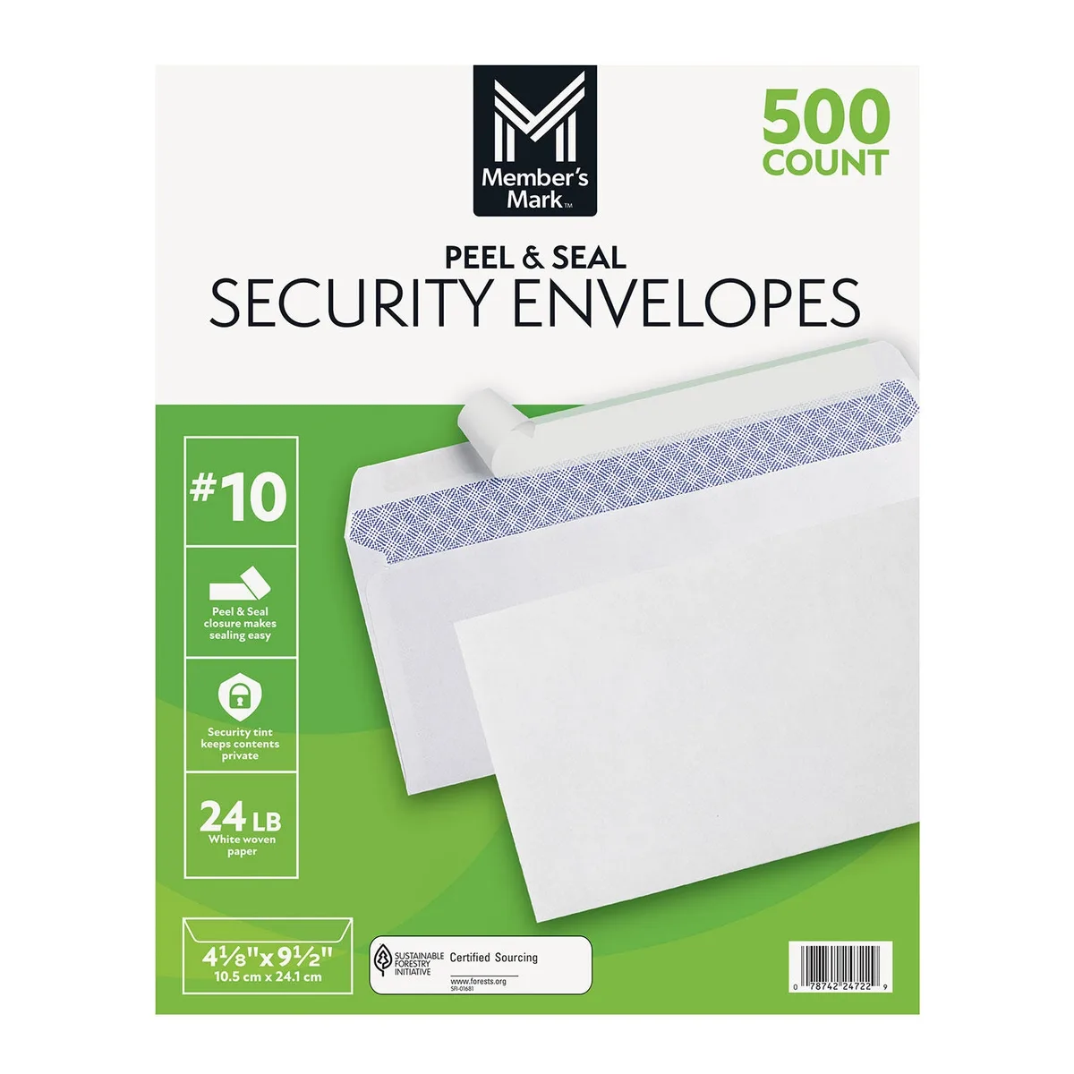 Member's Mark Envelope 10, Peel and Seal 500 ct.