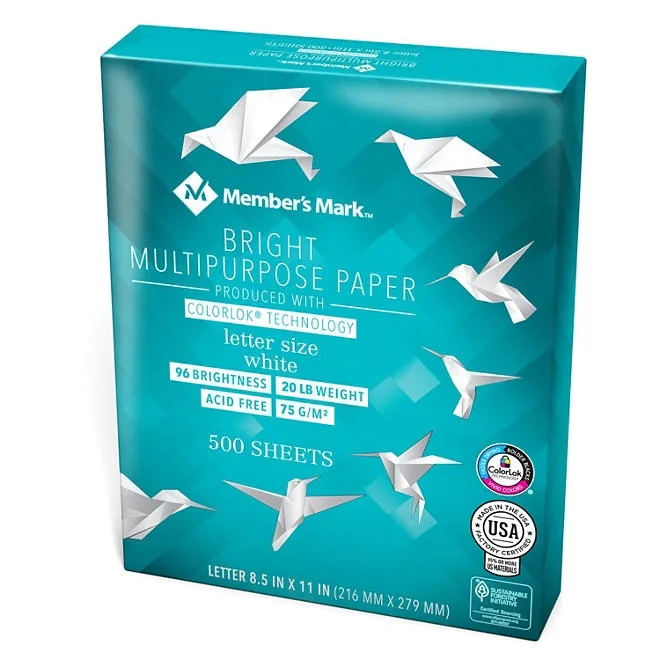 Member's Mark Multipurpose Paper, 8.5 x 11", 96 Bright, 20 lbs., 8 Reams (4,000 sheets) 3