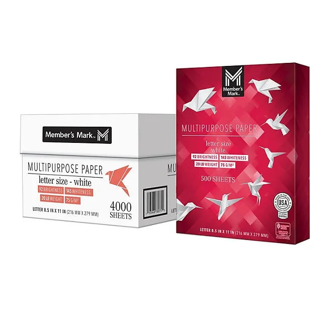 Member's Mark Multipurpose Copy Paper, 8.5 x 11", 92 Bright, 20 lbs., 8 Reams (4,000 sheets) 3