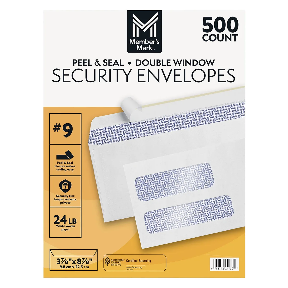 Member's Mark Envelope 9, Double Window, 500 ct.