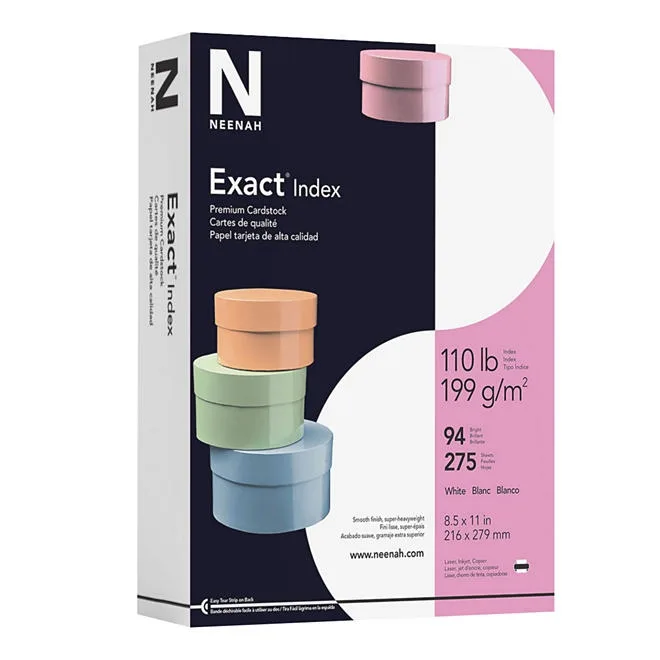 Exact Index Cardstock, 8.5 x 11", 94 Bright, 110 lbs., 1 Ream (275 sheets) 2