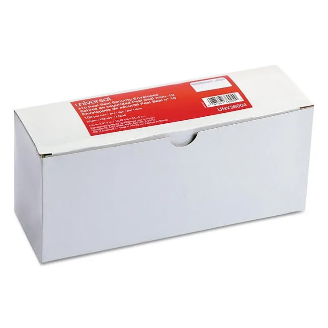 Universal Peel Seal Strip Security Envelope, 10, 4 1/8" x 9 1/2", White, 100/Box 4