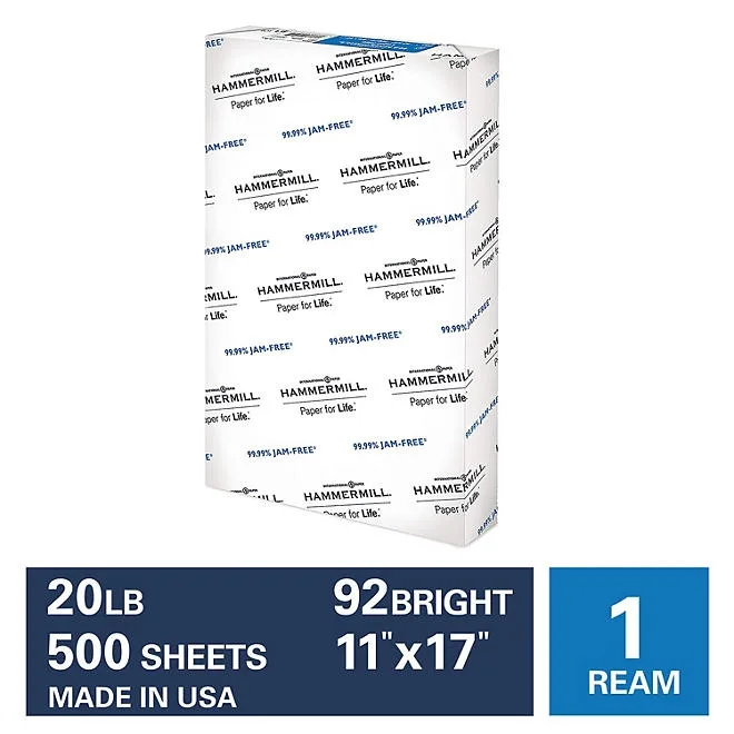 Hammermill - Copy Plus Copy Paper, 20lb, 92 Bright, 11 x 17" - Ream 3