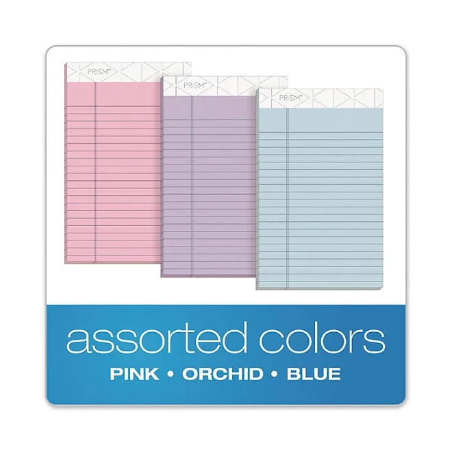 TOPS - Prism Plus Colored Junior Legal Pads, 5 x 8, Pastels - 6 50-Sheet Pads/Pack 3