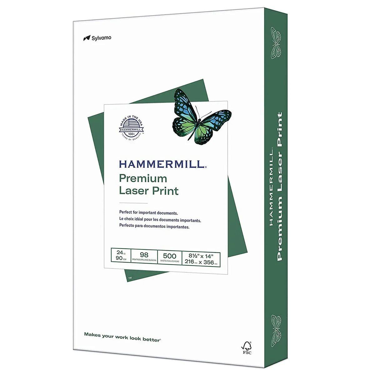 Hammermill - Laser Print Paper, 24lb, 98 Bright, 8-1/2 x 14" - Ream
