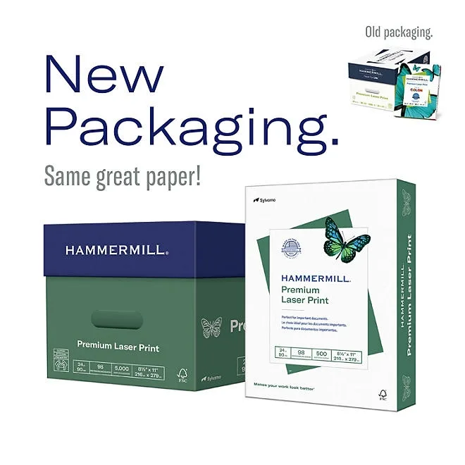 Hammermill - Laser Print Paper, 24lb, 98 Bright, 8-1/2 x 14" - Ream 4