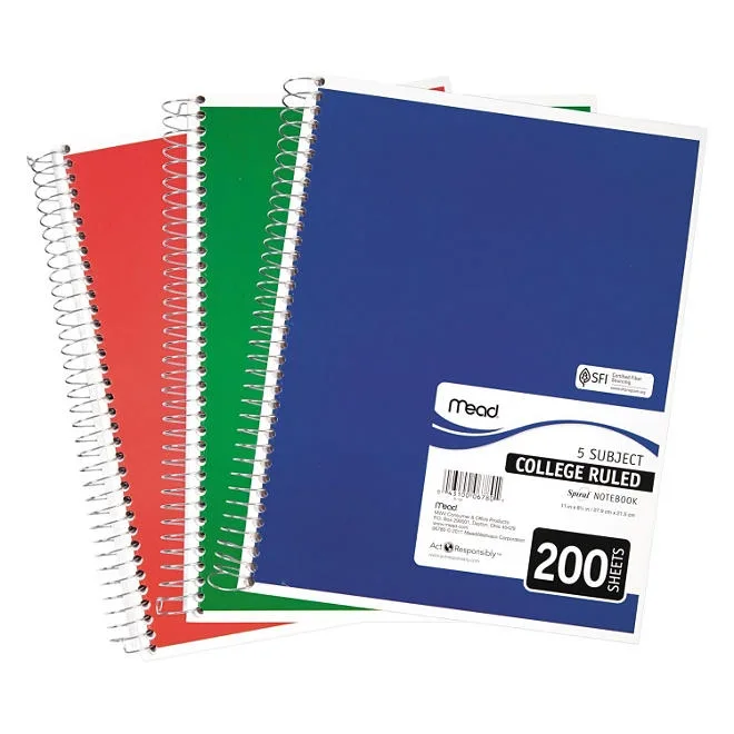 Mead 5 Subject Notebook, College Rule, 8-1/2 x 11, White, 200 Sheets per Pad 2