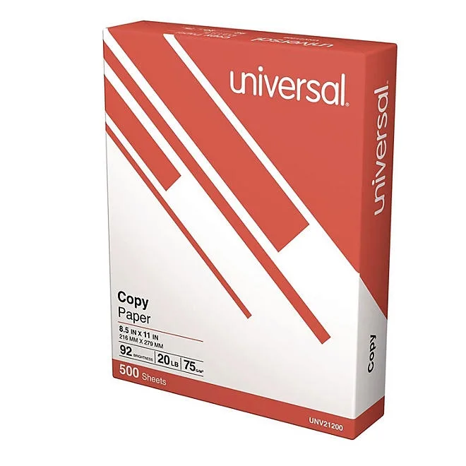 Universal Copy Paper, 20 lb, 92 Bright, 8.5 x 11”, 5 Reams Half-Case 3