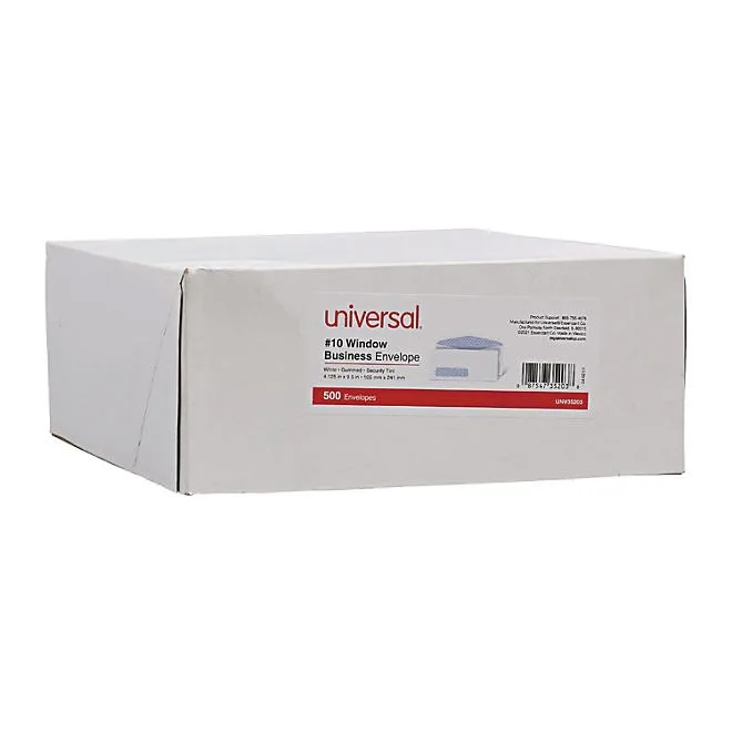 Universal 10 Security Tinted Window Business Envelope, V-Flap, White, 500ct. 3