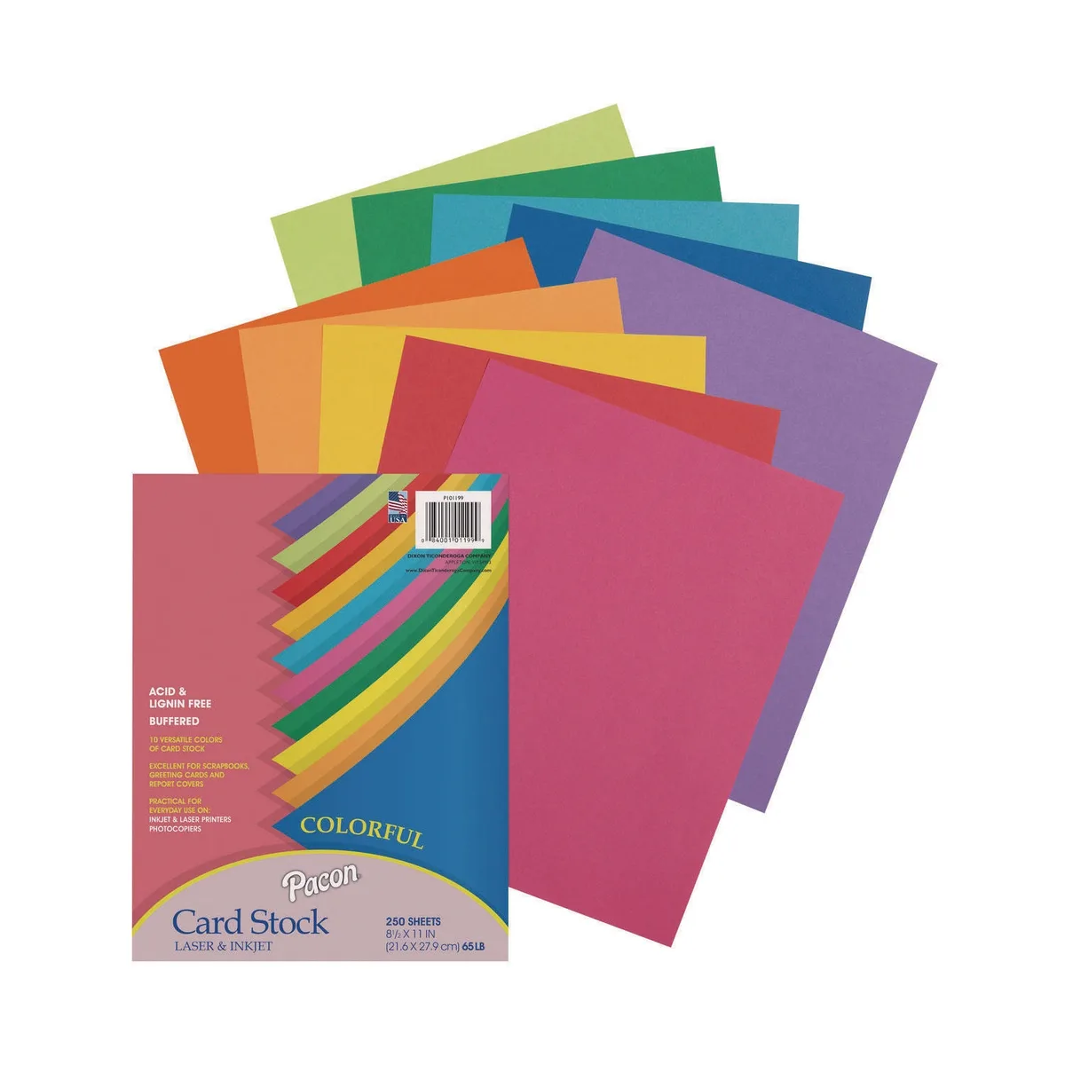 Pacon - Array Card Stock, 65 lbs., Letter, Assorted Colors - 250 Sheets/Pack