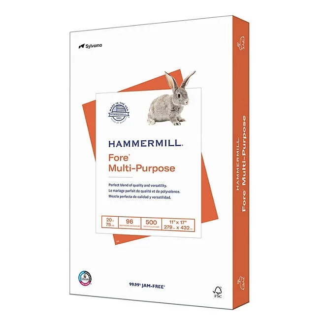 Hammermill - Fore Multipurpose Paper, 20lb, 96 Bright, 8-1/2 x 14" - Ream 2