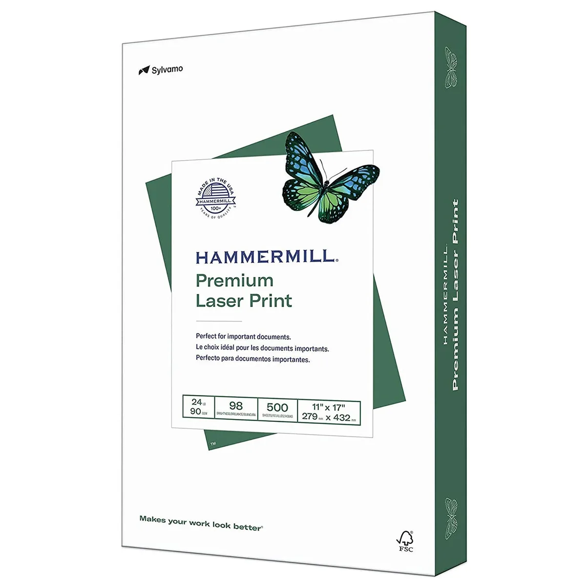 Hammermill - Laser Print Paper, 24lb, 98 Bright, 11 x 17" - Ream