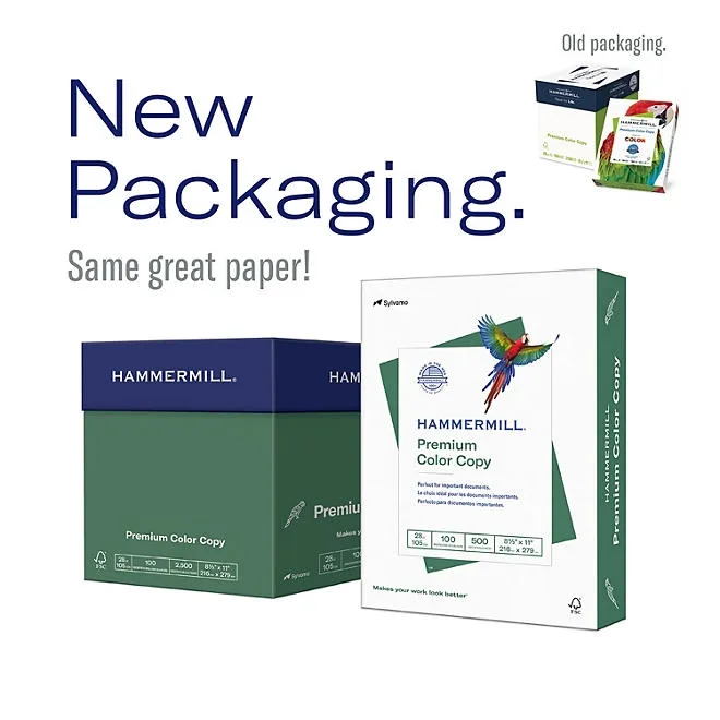 Hammermill Color Copy Paper, 100 Bright, 28 lb., Letter, Photo White, 500/RM, 5 RM/CT 4