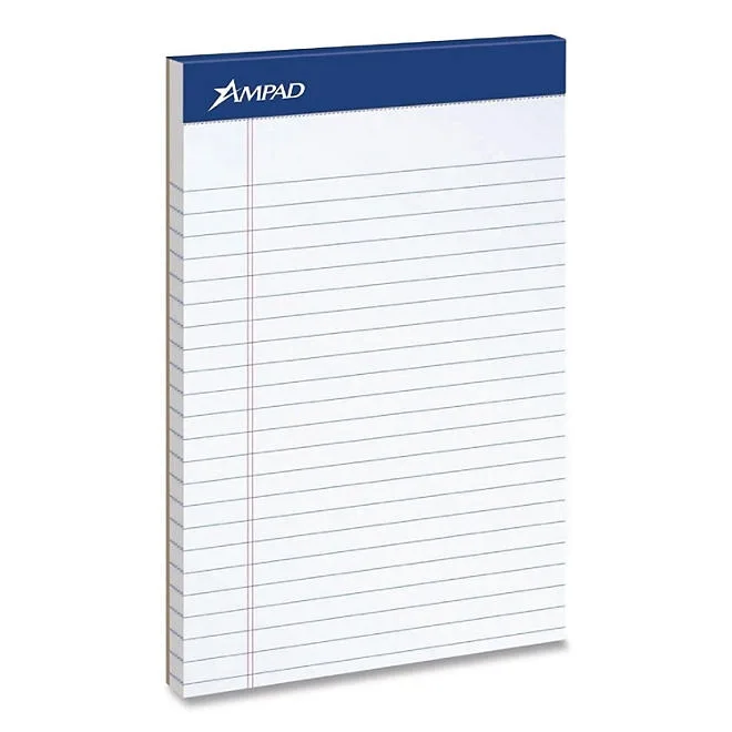 Ampad - Evidence Perf Top, Legal Rule, Letter, White, 50-Sheet Pads/Pack - Dozen 5