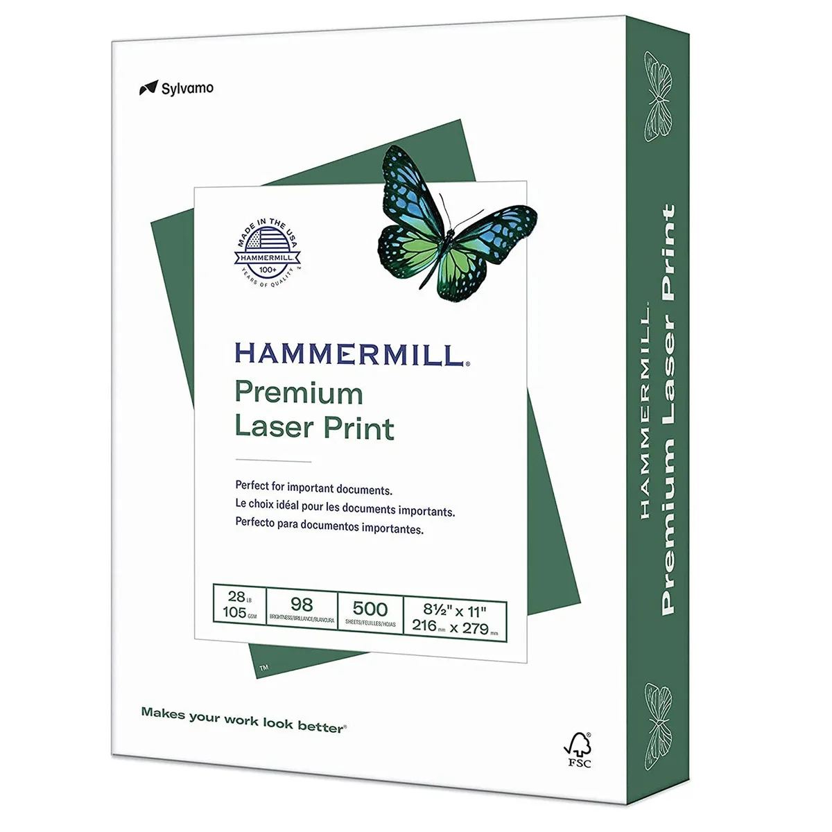 Hammermill - Laser Print Paper, 28lb, 98 Bright, 8-1/2 x 11" - Ream