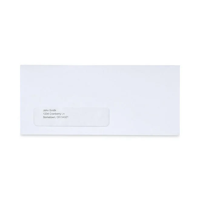Universal® Peel Seal Strip Business Envelope, 10, 4 1/8" x 9 1/2", Window, White, 500/Box 4