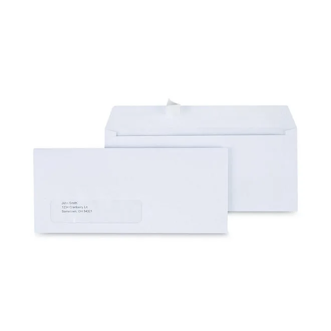 Universal® Peel Seal Strip Business Envelope, 10, 4 1/8" x 9 1/2", Window, White, 500/Box 2