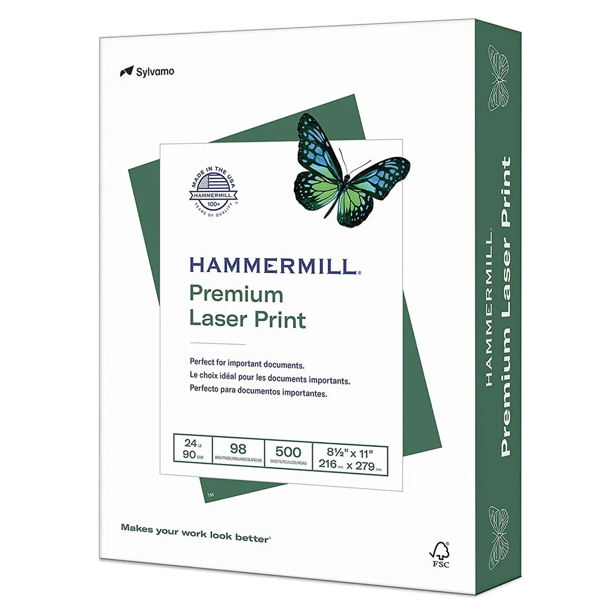 Hammermill - Laser Print Paper, 24lb, 98 Bright, 8-1/2 x 11" - Ream