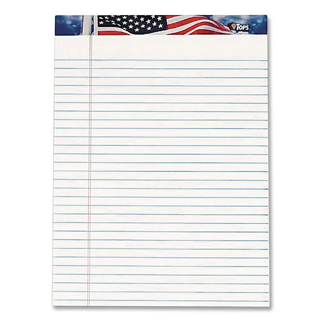 TOPS - American Pride Writing Pad - Jr. Legal Rule - 8-1/2 x 11-3/4 - White - 50-Sheet - Dozen 2