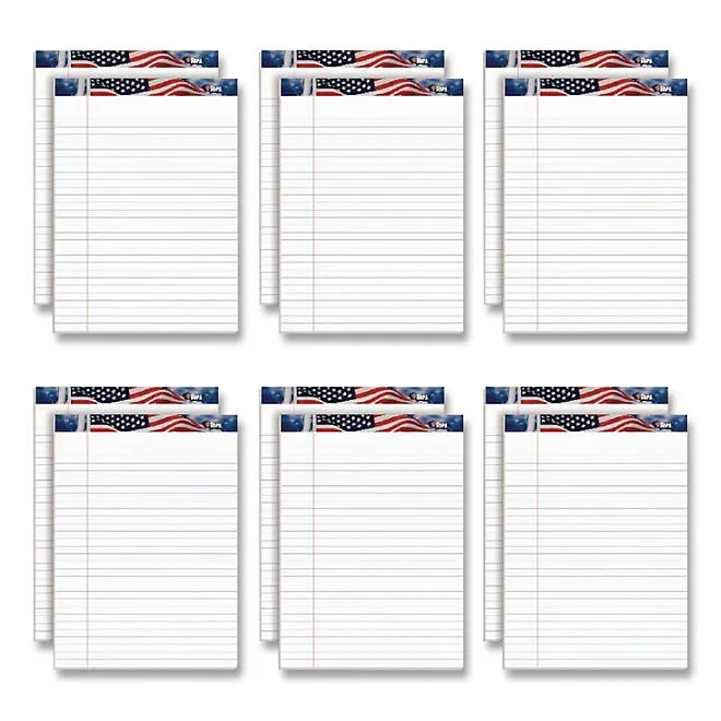 TOPS - American Pride Writing Pad - Jr. Legal Rule - 8-1/2 x 11-3/4 - White - 50-Sheet - Dozen 3