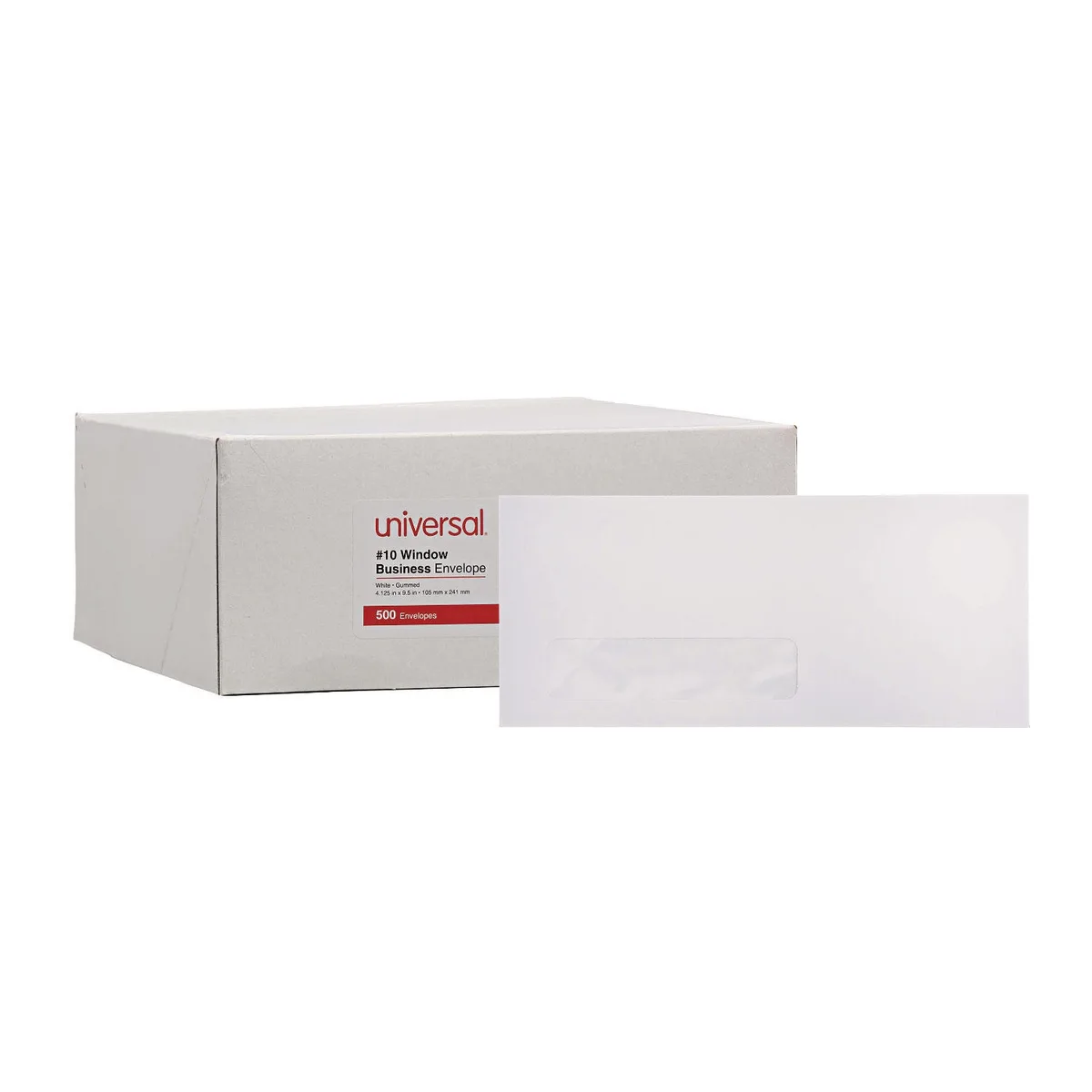 Universal® Window Business Envelope, 10, 4 1/8" x 9 1/2", White, 500/Box
