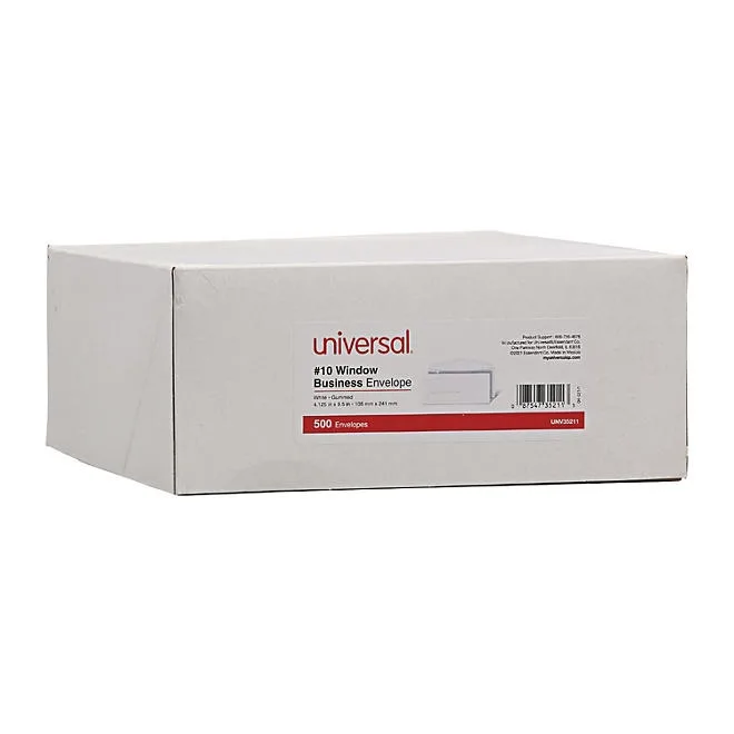 Universal® Window Business Envelope, 10, 4 1/8" x 9 1/2", White, 500/Box 3