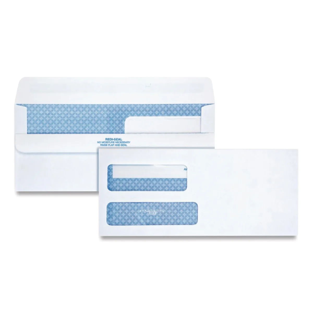Quality Park - Redi-Seal Envelope, Security, 9, Double Window, Contemporary, White - 250/Carton