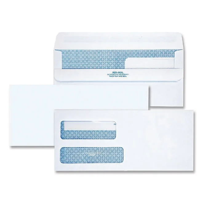 Quality Park - Redi-Seal Envelope, Security, 9, Double Window, Contemporary, White - 250/Carton 5