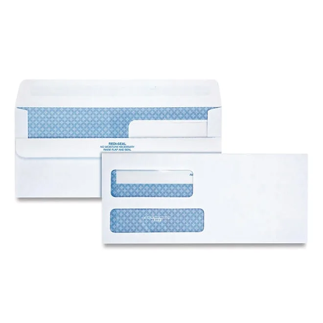 Quality Park - Redi-Seal Envelope, Security, 9, Double Window, Contemporary, White - 250/Carton 2
