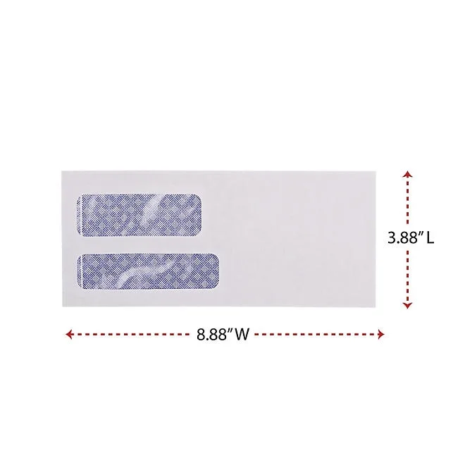 Universal® Double Window Check Envelope, 9, 3 7/8" x 8 7/8", White, 500/Box 5