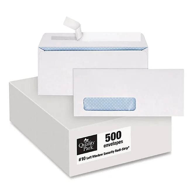 Quality Park - Redi-Strip Security Tinted Window Envelope, Contemporary, 10, White - 500/Box 5