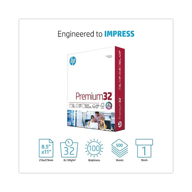 HP Premium Choice LaserJet Paper, 100 Bright, 32 lb Bond Weight, 8.5 x 11, Ultra White, 500/Ream 3