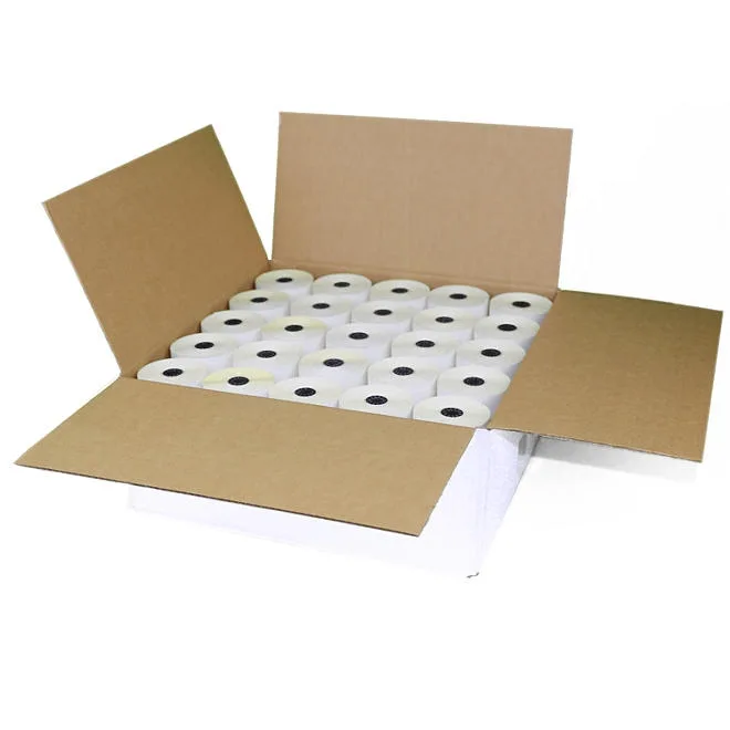 Alliance 2-Ply Carbonless Receipt Rolls, 3"x95', White/Canary, 50 Rolls 3
